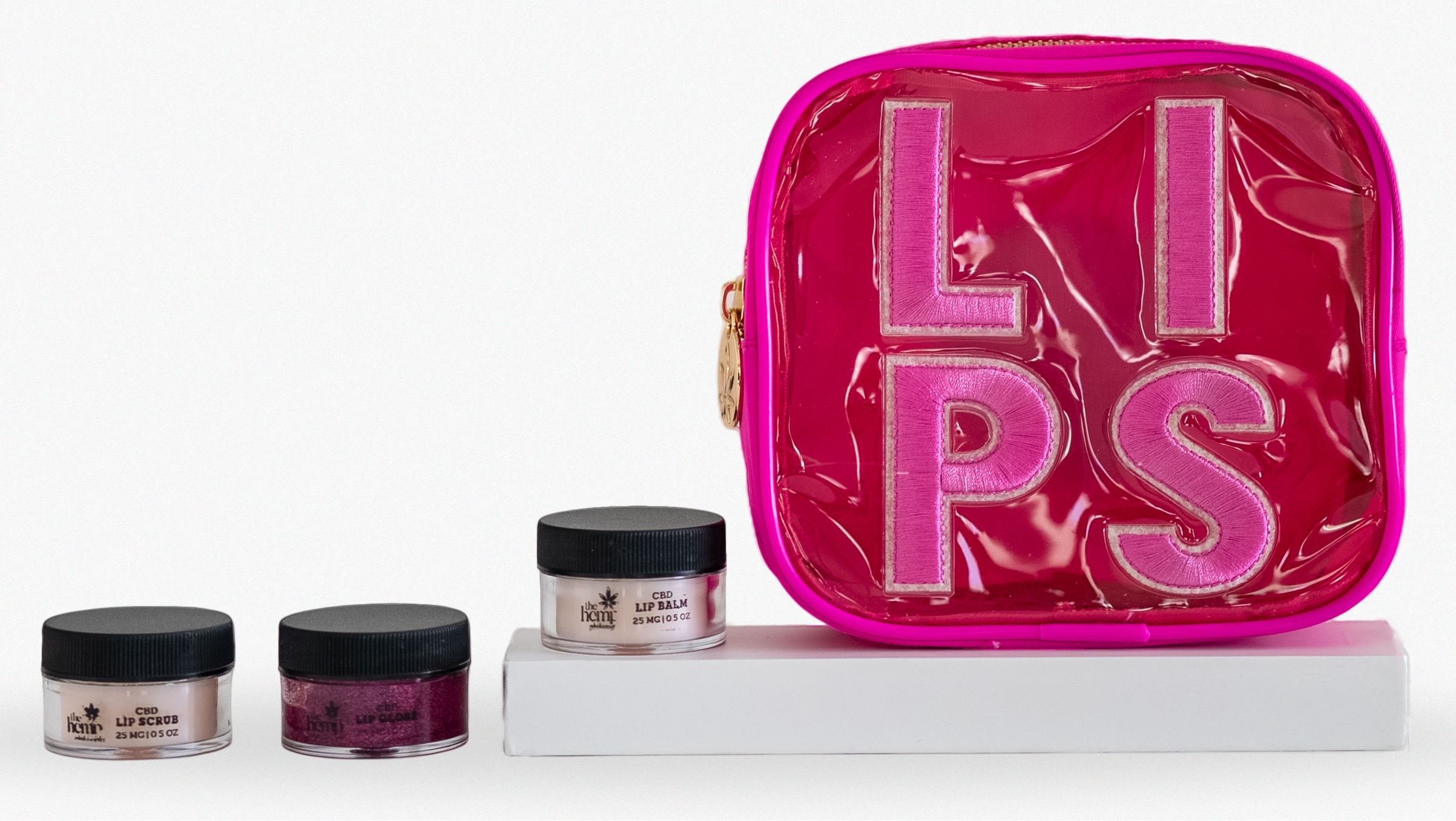 CBD Lip Kit comes with CBD: Lip Balm, Lip Gloss, and Lip Scrub